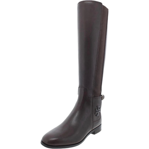 NWOB Tory Burch Brown Wyatt Leather & Suede 50/50 Knee High Riding Boots- Sz 6.5 - Picture 1 of 10